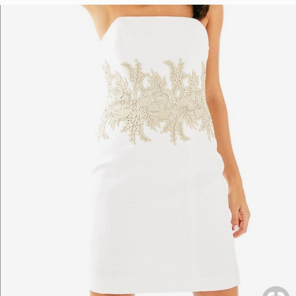 Lilly Pulitzer White and Gold Strapless Dress [1 DAY SALE💲]